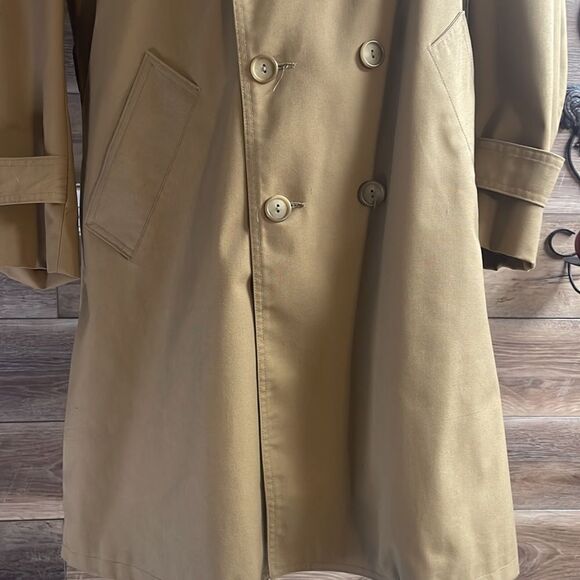 Academy Clothes Mens Peacot Trench Coat , Removable Faux Fur Lining , 44, Tan - Picture 4 of 15